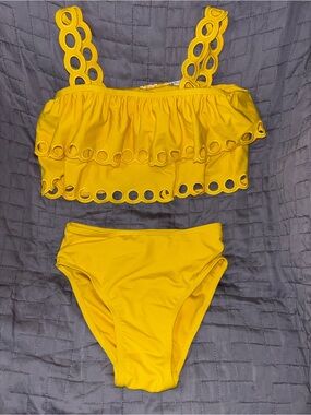 Habitual Bright Yellow Ruffle Eyelet Bikini Set